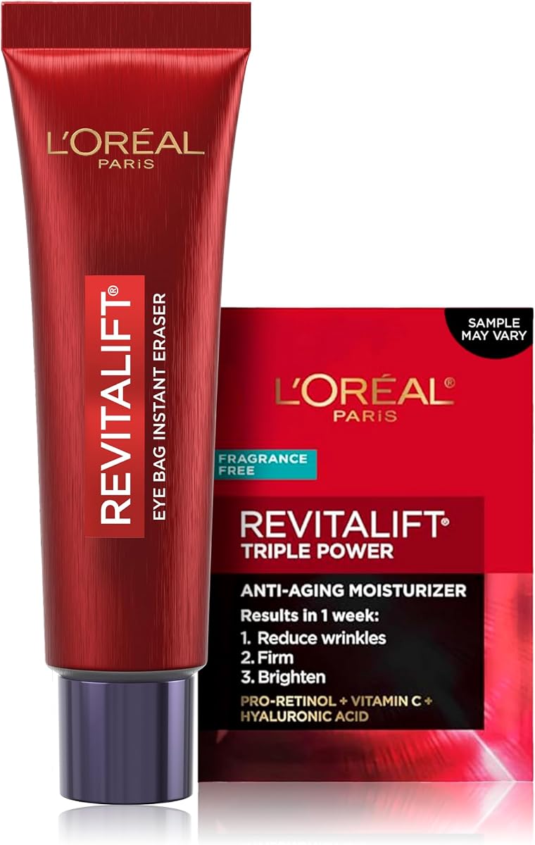 Revitalift Triple Power Eye Bag Instant Eraser, Eye Tightener Treatment to Firm Bags, 0.5 oz + Sample