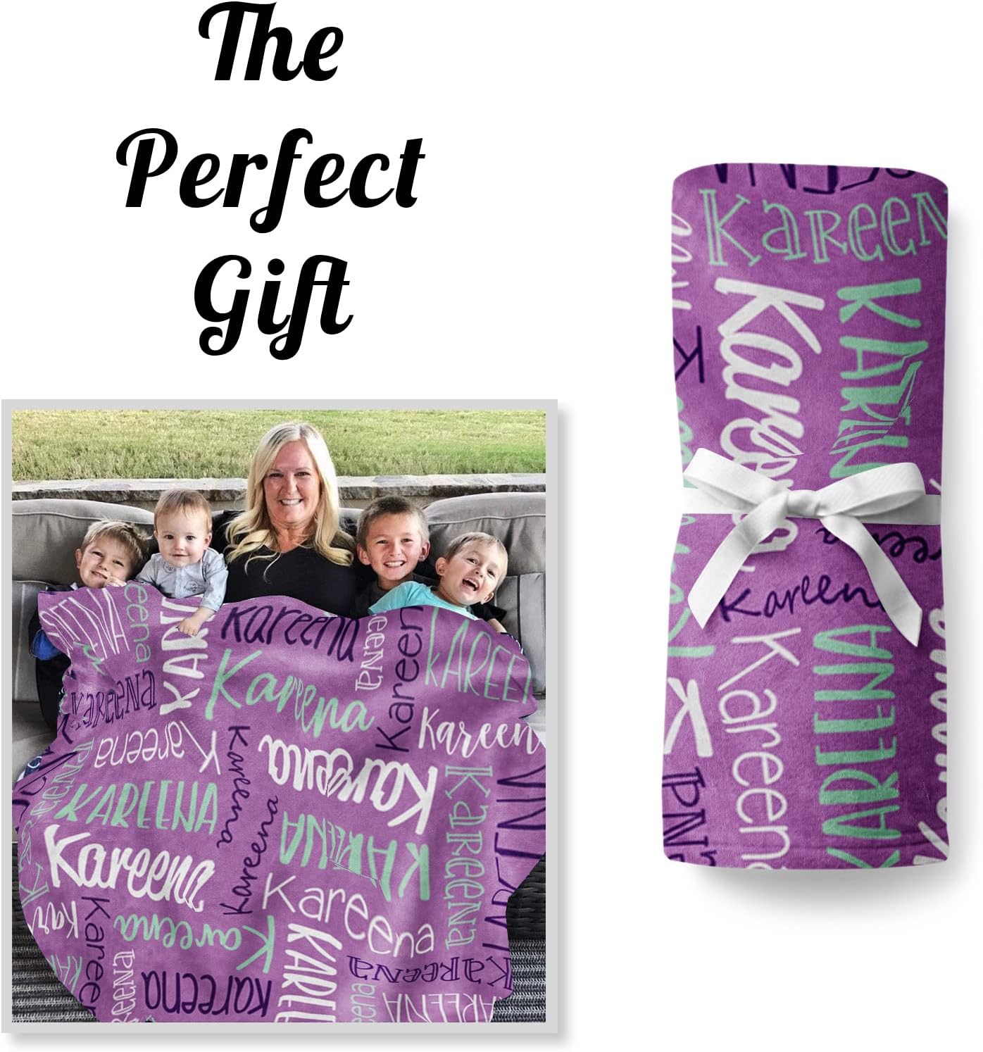 Ship Next Day, Personalized Baby Blankets for Baby Boys Girls, Kids Custom Name Blanket for Newborn Toddler Teen Adult, Monogram Daycare Receiving Throw Moms Gifts(40"x50") Purple Green