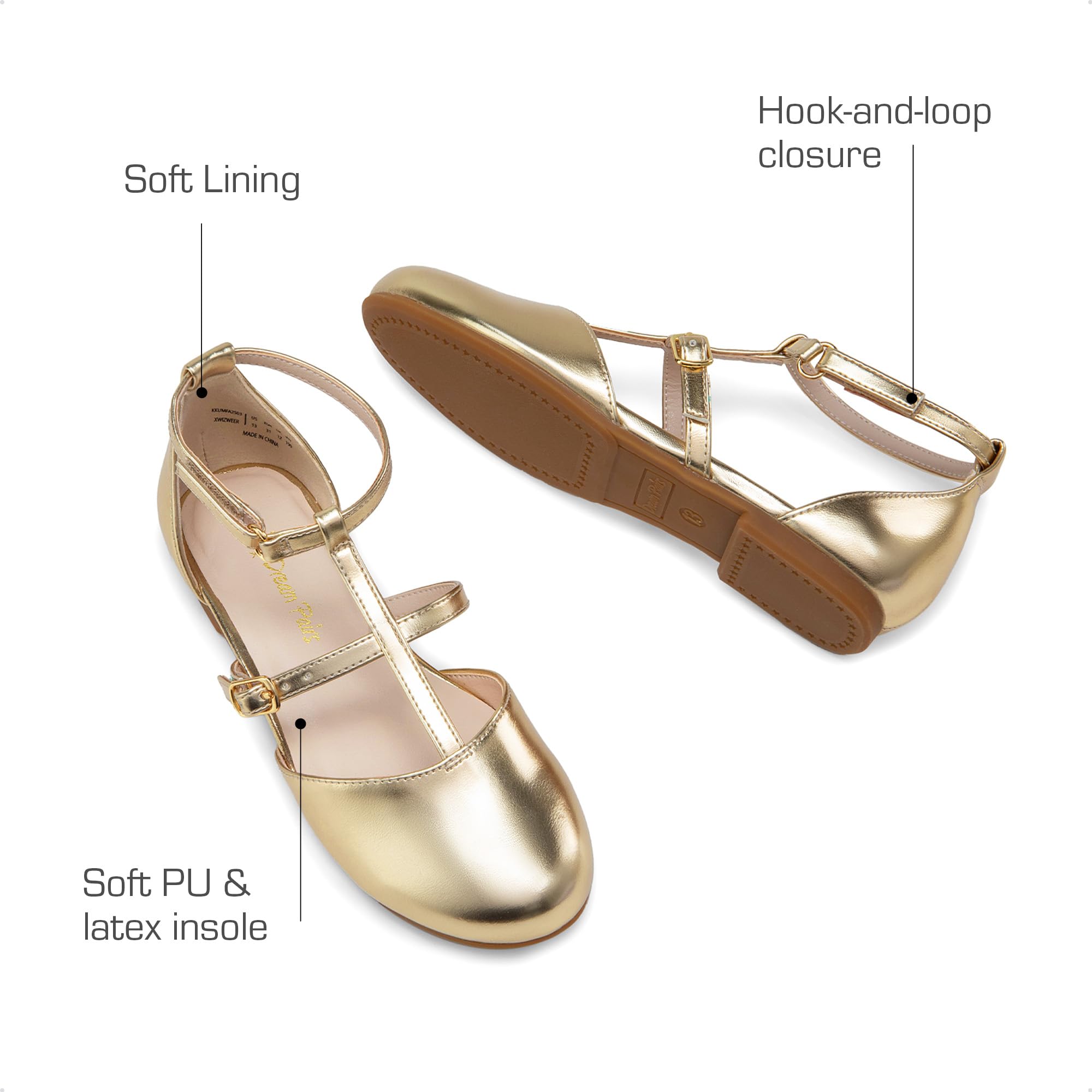 DREAM PAIRS Ballerines Fille Chaussures Mary Jane à Bride en T Élégantes Chaussures de Cérémonie, Mariage, Soirée, Fête et École