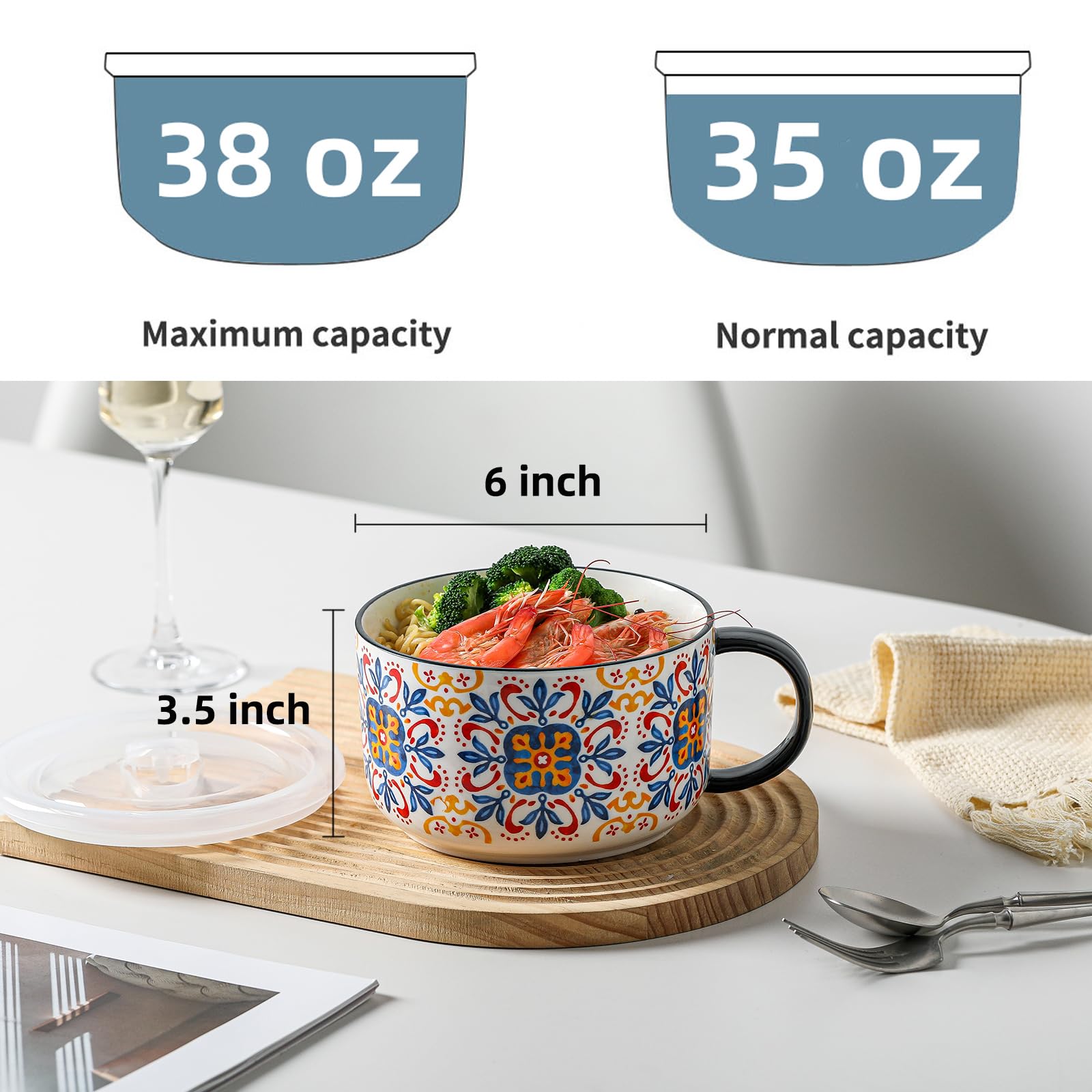 Ceramic Soup Bowl With Handle: 38 Oz Microwave Safe Ghana