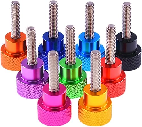 Miniatura 1 de Tornillo de aluminio para pulgar de paso alto UNC #6-32 de 0.472 x 0.236 in, cabeza moleteada, tornillo de apriete a mano, rosca de acero inoxidable