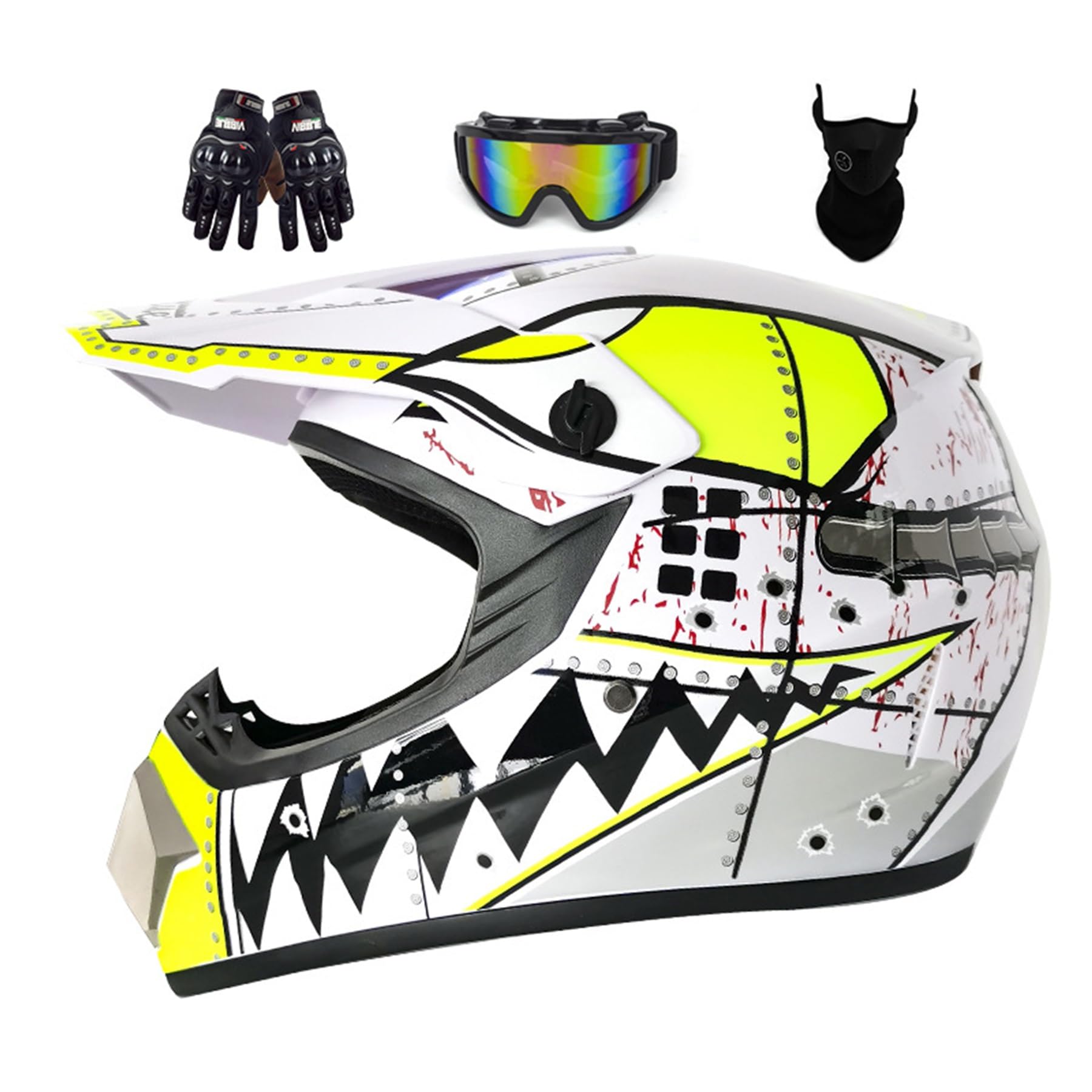 Casco da motocross Fullface MTB per bambini, guscio in ABS, casco da moto da uomo e da donna, downhill, casco da moto per bambini, ATV, con occhiali