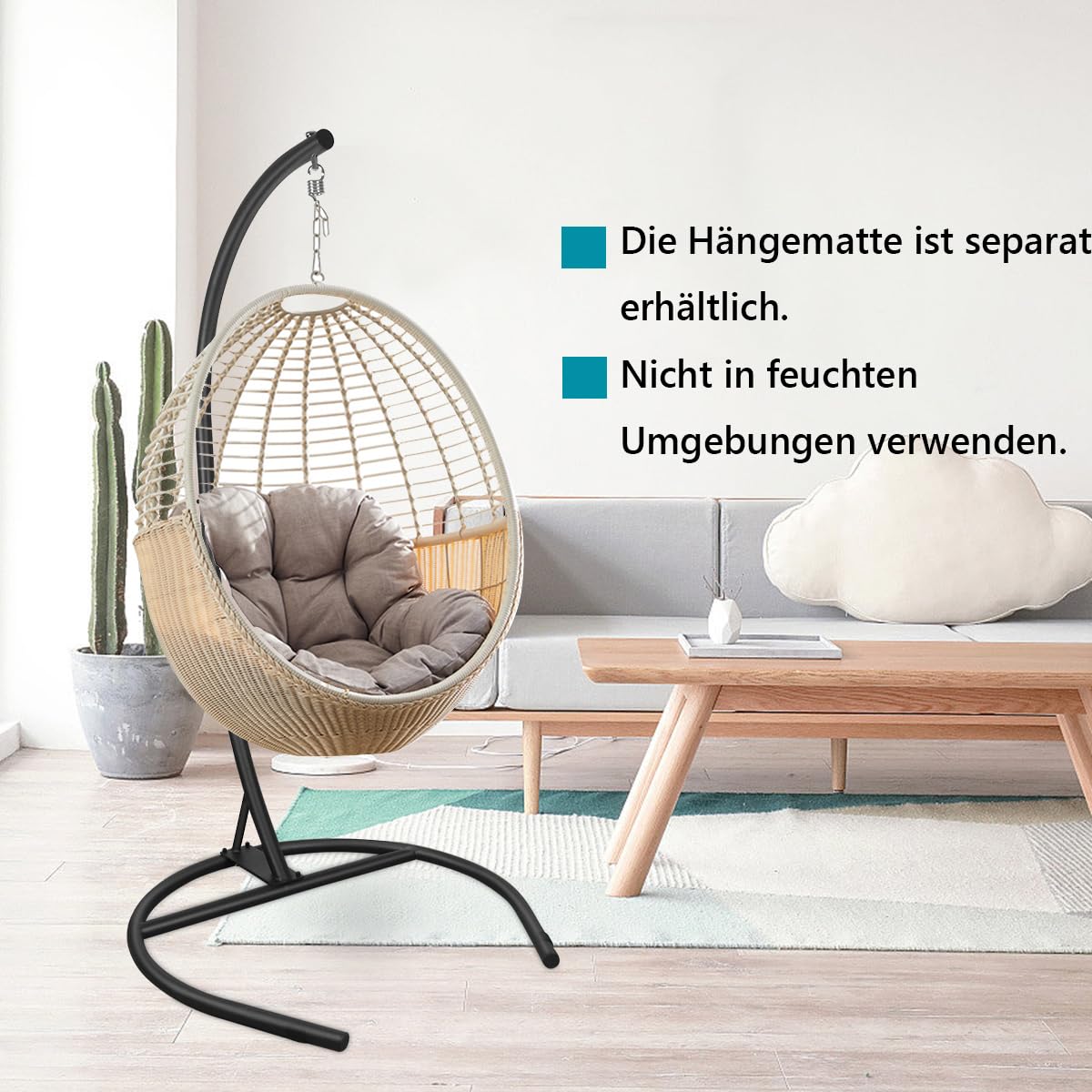 Hängesesselgestell, Hängesessel mit Gestell, Max Belastung 150 kg, für Indoor & Outdoor, Garten, Schwarz (Nur Hängesesselgestell)
