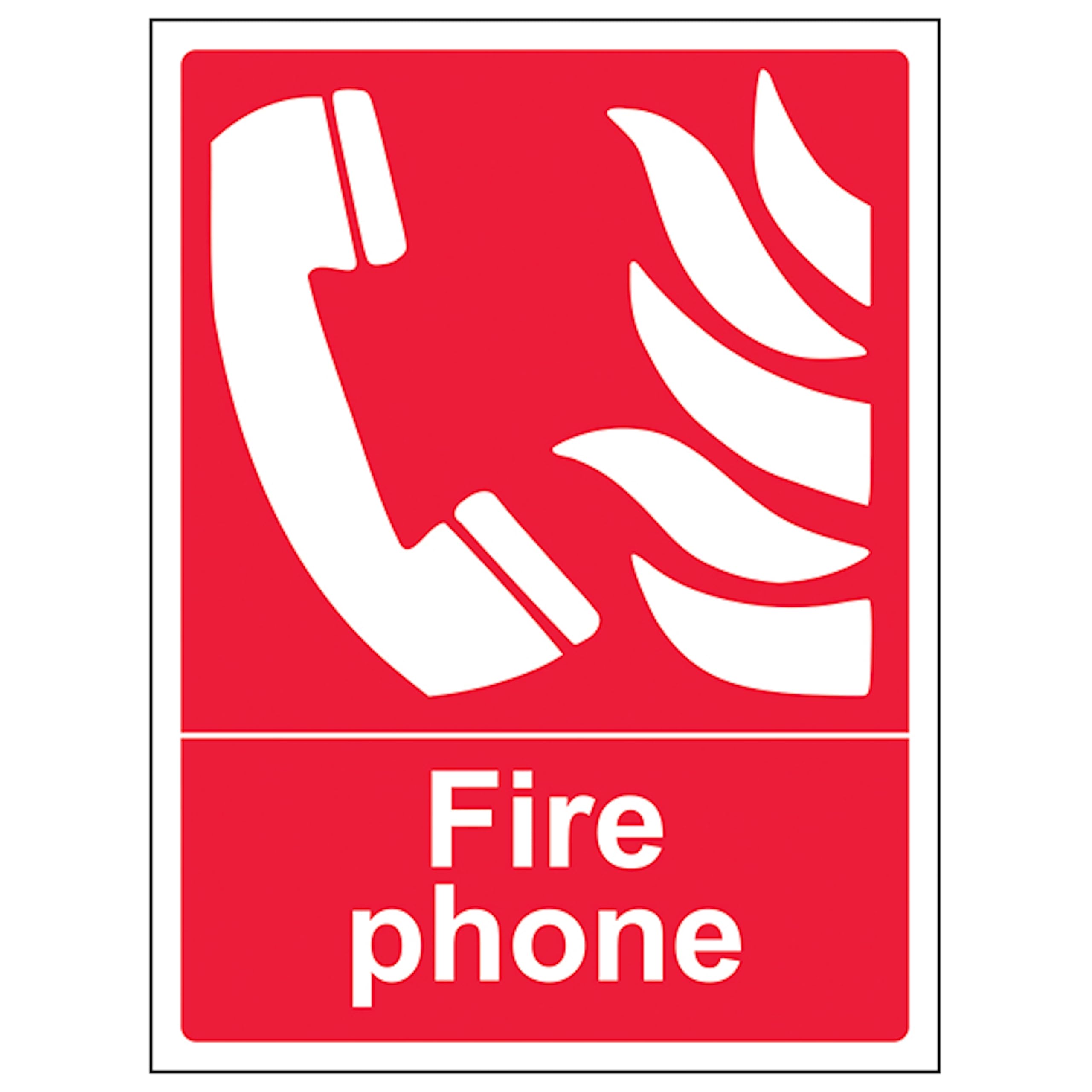 V Safety Fire Phone - Portrait 150 x 200 mm - 3mm Brushed Aluminium Composite Safety Sign