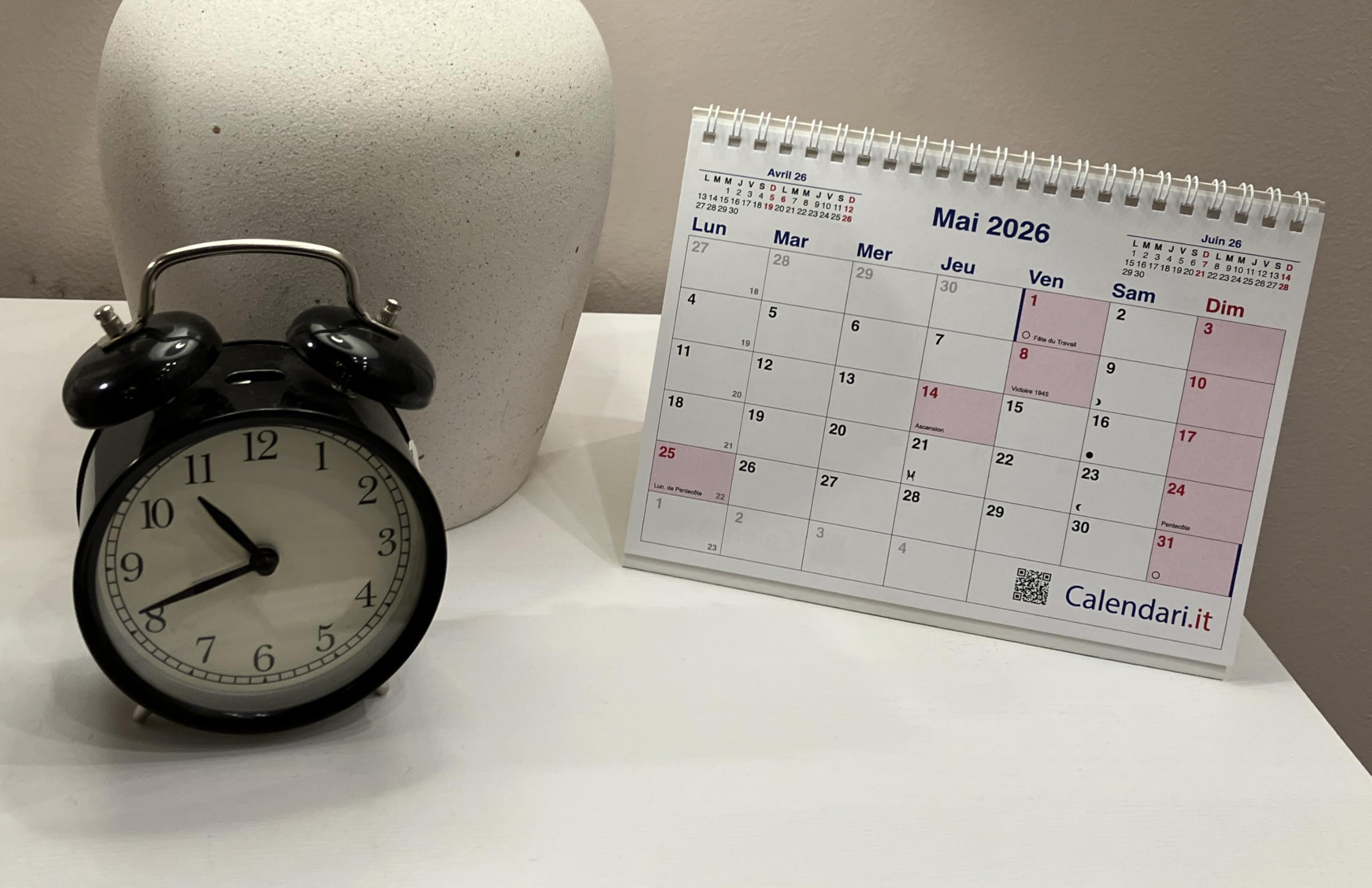 Calendrier 2026 de bureau 20x15 cm à boîtes pour la maison de bureau et de travail
