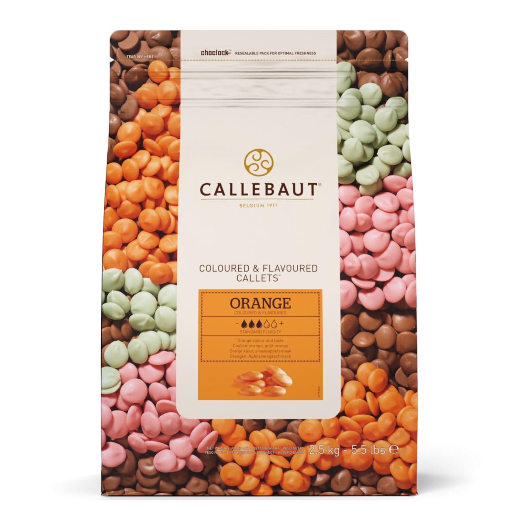 Callebaut Schokolade Orange Flavor Easi-Melt Knöpfe Callets 2,5 Kg