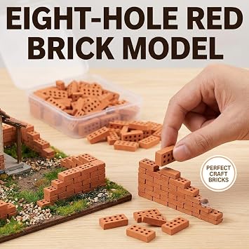 50 Pcs Miniature Bricks, Realistic Terracotta Building Blocks, Red Mini Bricks for DIY Crafts, Model Scenery and Table Decor