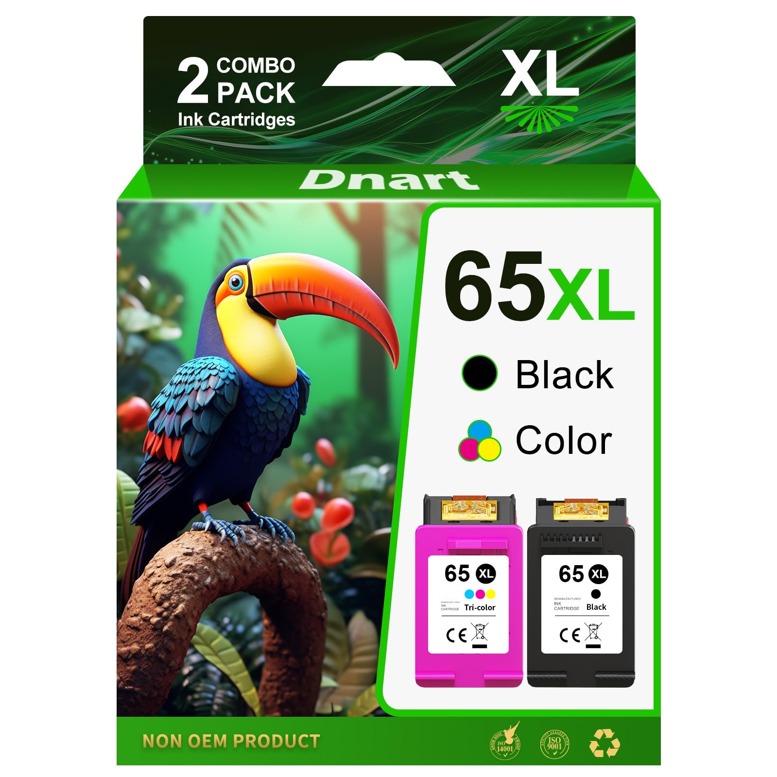 Remanufactured Ink Cartridge Replacement for HP Ink 65 65XL 65 XL Black/Color Combo Pack use for HP Envy 5055 5000 5070 5052 5014 DeskJet 3755 3772