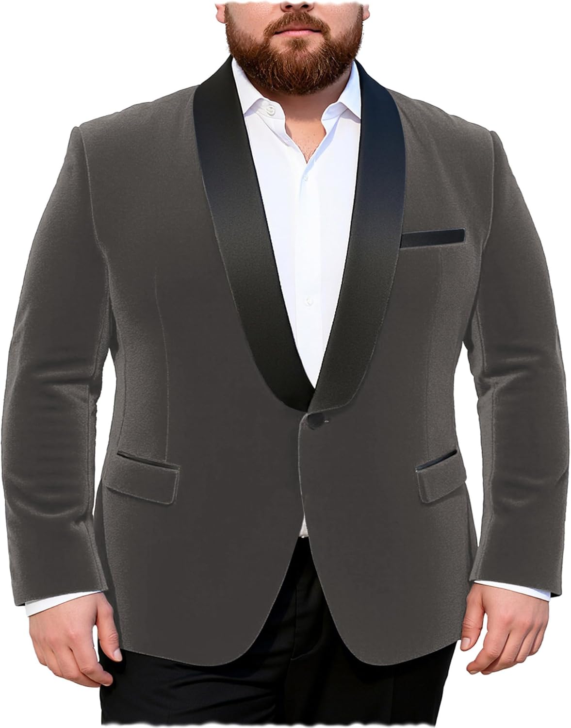 Mens Velvet Blazer Big and Tall Suit Jacket Shawl Collar One Button Tuxedo Blazer