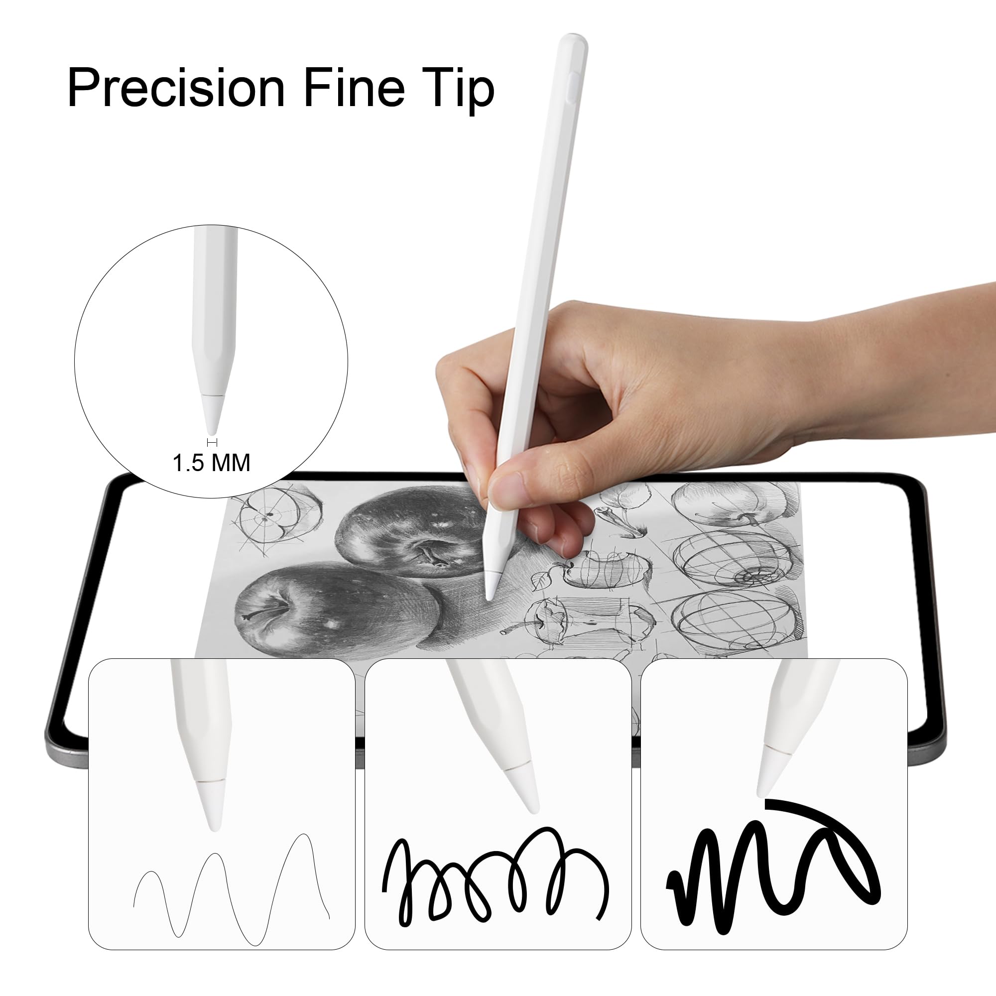 Stylus Pen for iPad Apple Pencil with USB-C & Magnetic Wireless