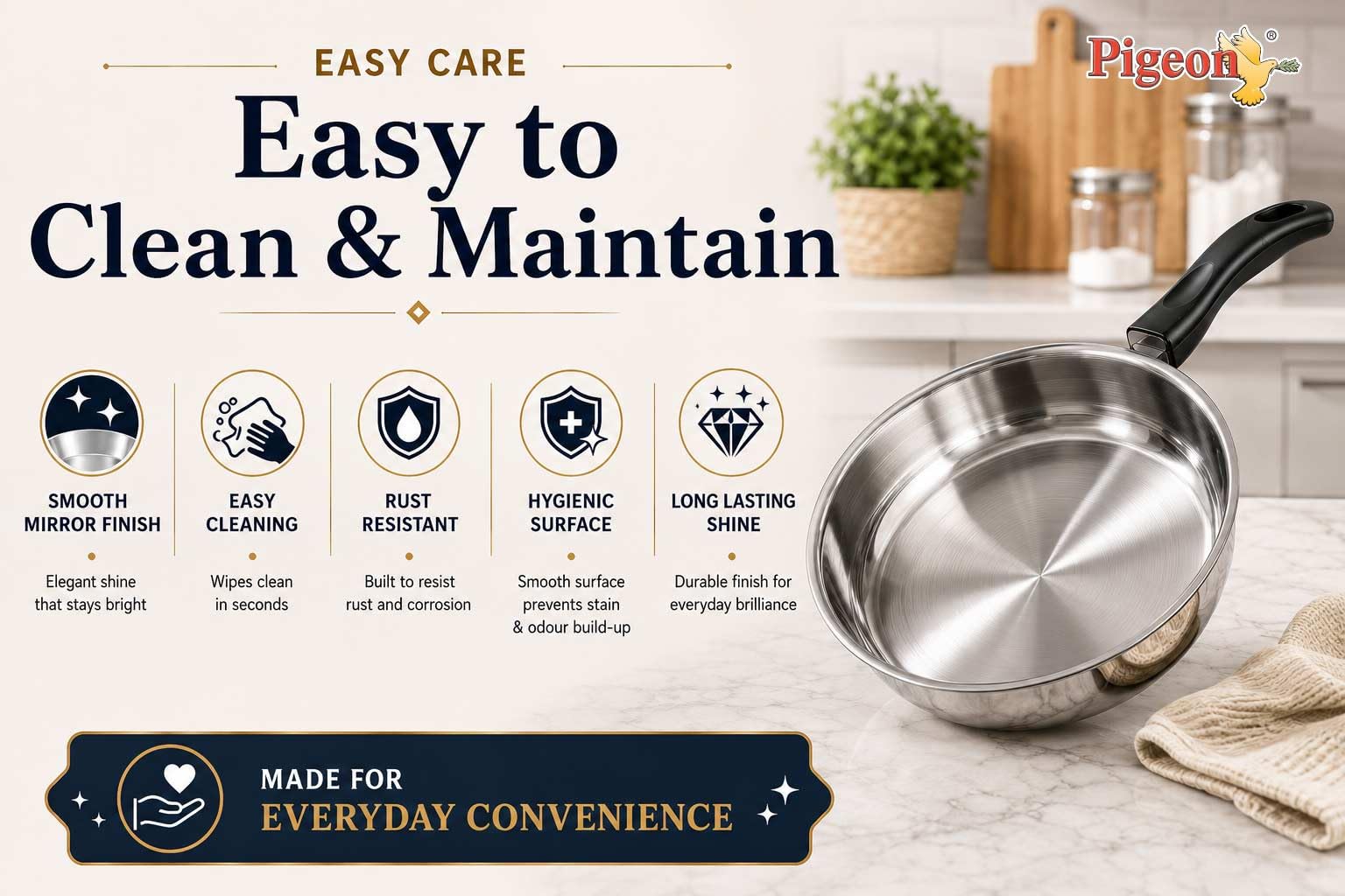 Pigeon Stainless Steel Frypan - 20cm, Scratch Resistant -7 Pigeon Stainless Steel Frypan - 20cm, Scratch Resistant -7
