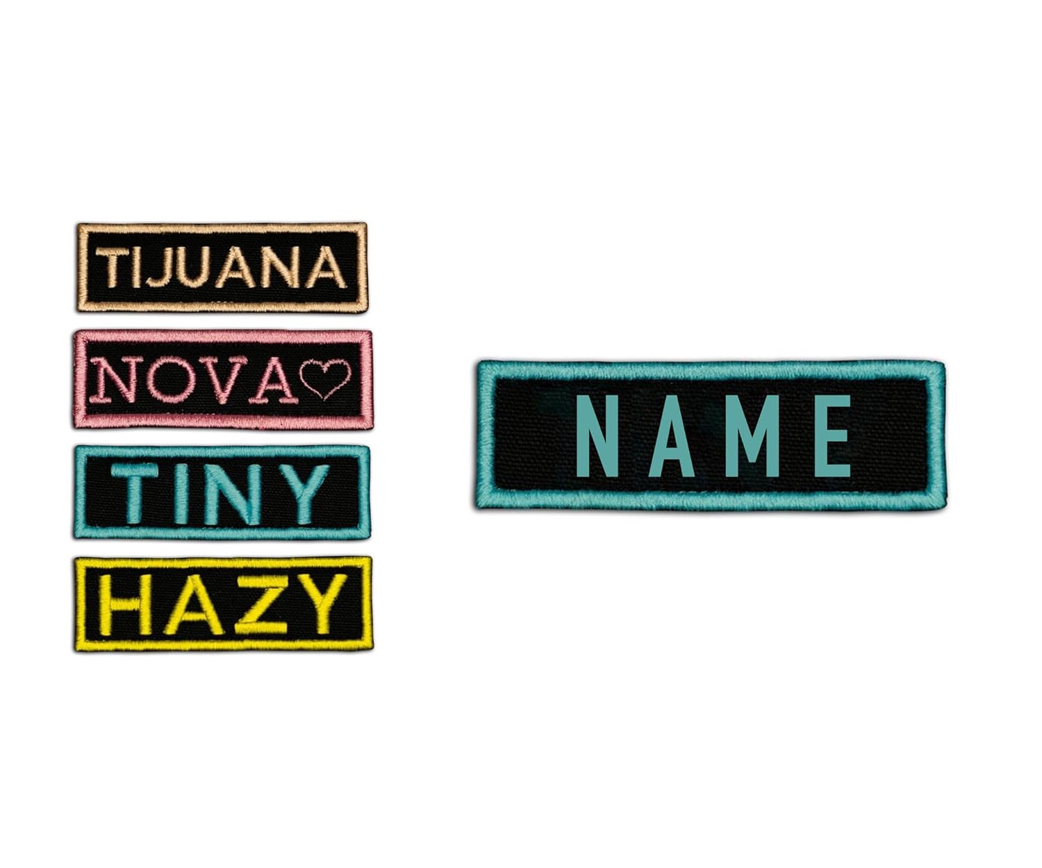 Custom embroidered name patch 4in x 1.25in. Personalized text, font & thread color. Name id patch hook and loop.