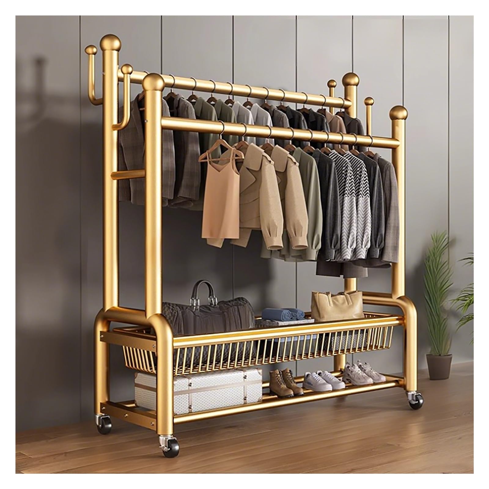 Colgador - Appendiabiti a rullo dorato per appendere vestiti, 80 cm, perfetto per armadi e decorazioni per la casa moderna