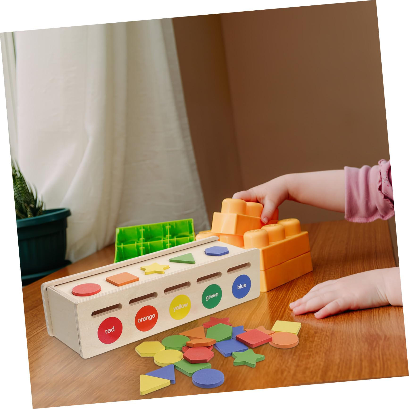 ORFOFE Clasificador de Formas Sensorial para Niños Pequeños, Juguete de Madera Duradero para Desarrollo Cognitivo y Coordinación