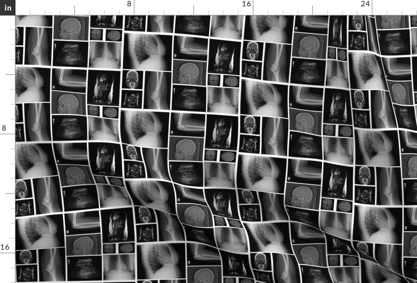 Spoonflower Fabric - Black White Monochrome Body Science X Ray Brain Anatomy Medical Printed on Minky Fabric by The Yard - Sewing Baby Blankets Quilt Backing Plush