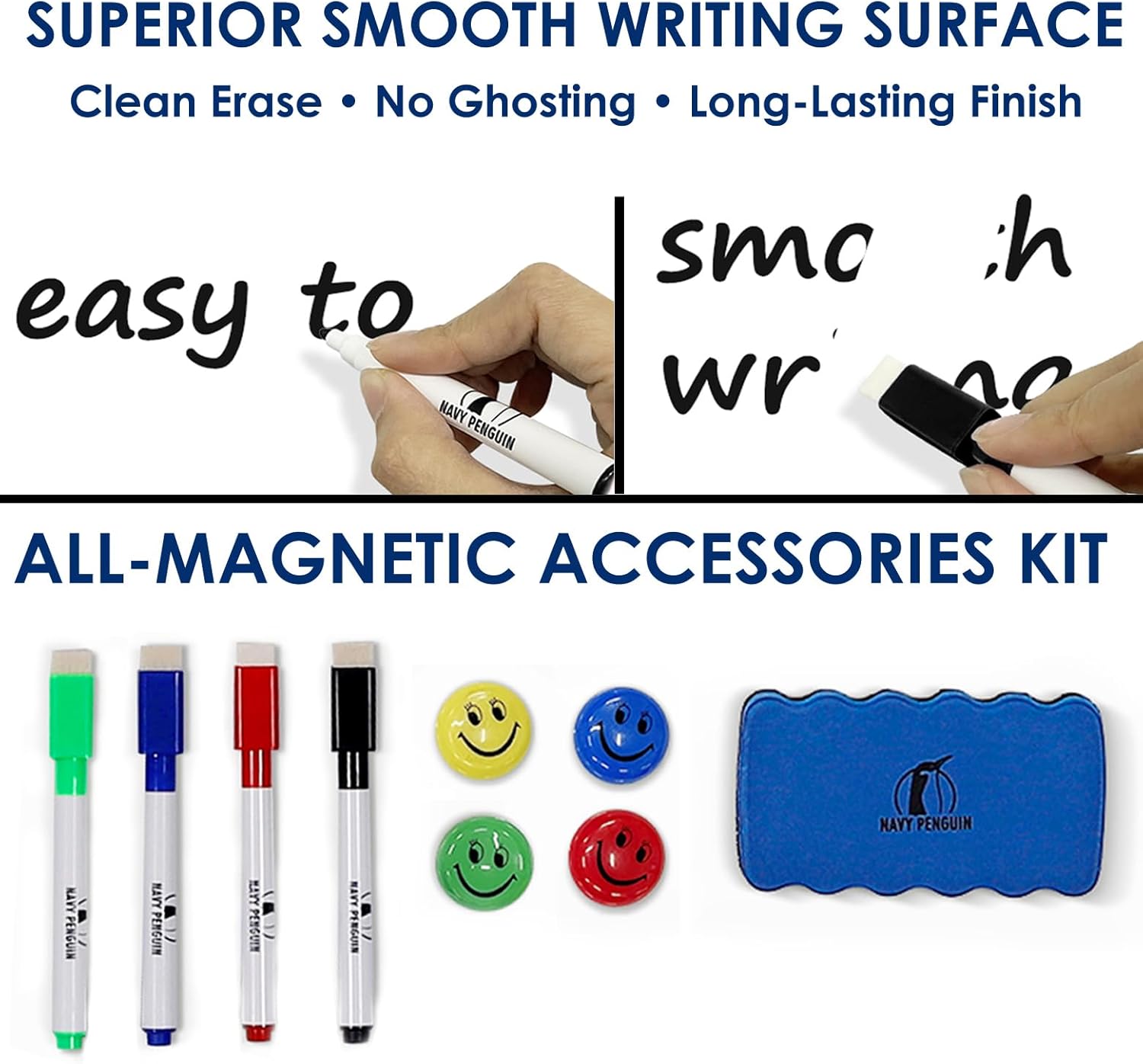 Whiteboard Set - Dry Erase Board 18 x 24 in with 1 Magnetic Dry Eraser, 4 Drywipe Markers and 4 Magnets - Small White Hanging Message Scoreboard for Home and Office (18x24 in)