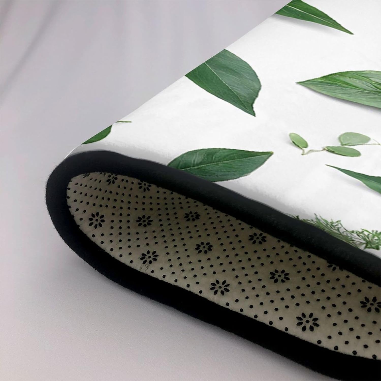 Flannel Non-Slip (Eucalyptus Leaves) Rug Pad 80Ã—50in Soft Washable Protective for Hardwood Floors Bedroom Bathroom Living Room