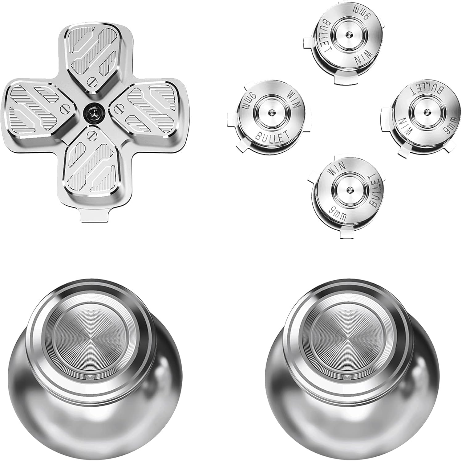 eXtremeRate Silver Metal Thumbsticks Dpad ABXY Buttons for PS5 Controller, Custom Replacement Aluminum Analog Thumbsticks & Action Buttons & Direction Keys for PS5 Controller - Controller NOT Included - Image 5