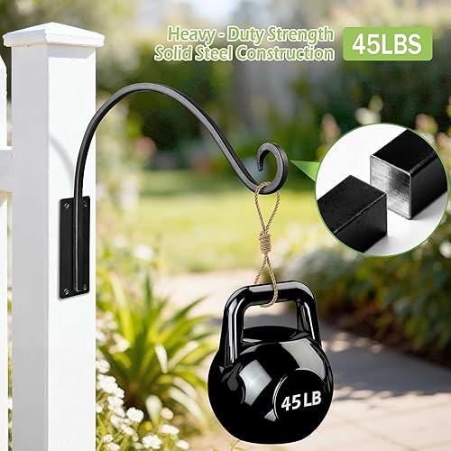 Miniatura 5 de Qiang Ni Colgador de plantas de alta resistencia para exteriores ganchos colgantes de 16 pulgadas para cestas exteriores - 2 piezas de soporte para