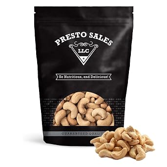 Presto Sales Cashew,#34;Fresh off the tree" Whole Roasted Salted 16 oz. | Awesome, Great for all ages, Vegan Friendly, Natural Healthy Snack, Delicious, Popular | Resealable 1 lb. Bag