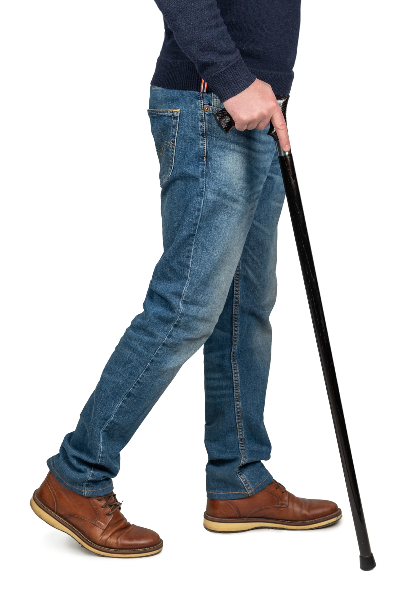 Dr. Watson Classic Duke Walking Stick – Handcrafted Ash Wood Cane with Polished Stainless Steel Collar