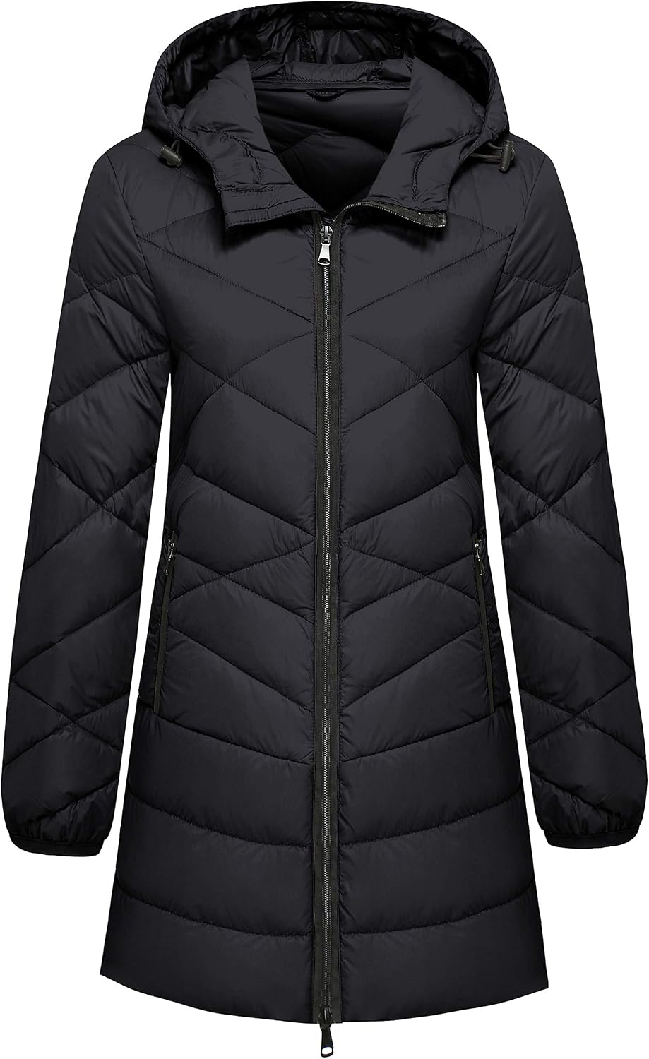 Wantdo Women's Packable Down Jacket Light Weight Puffer Coat Hip-Length Winter Coat