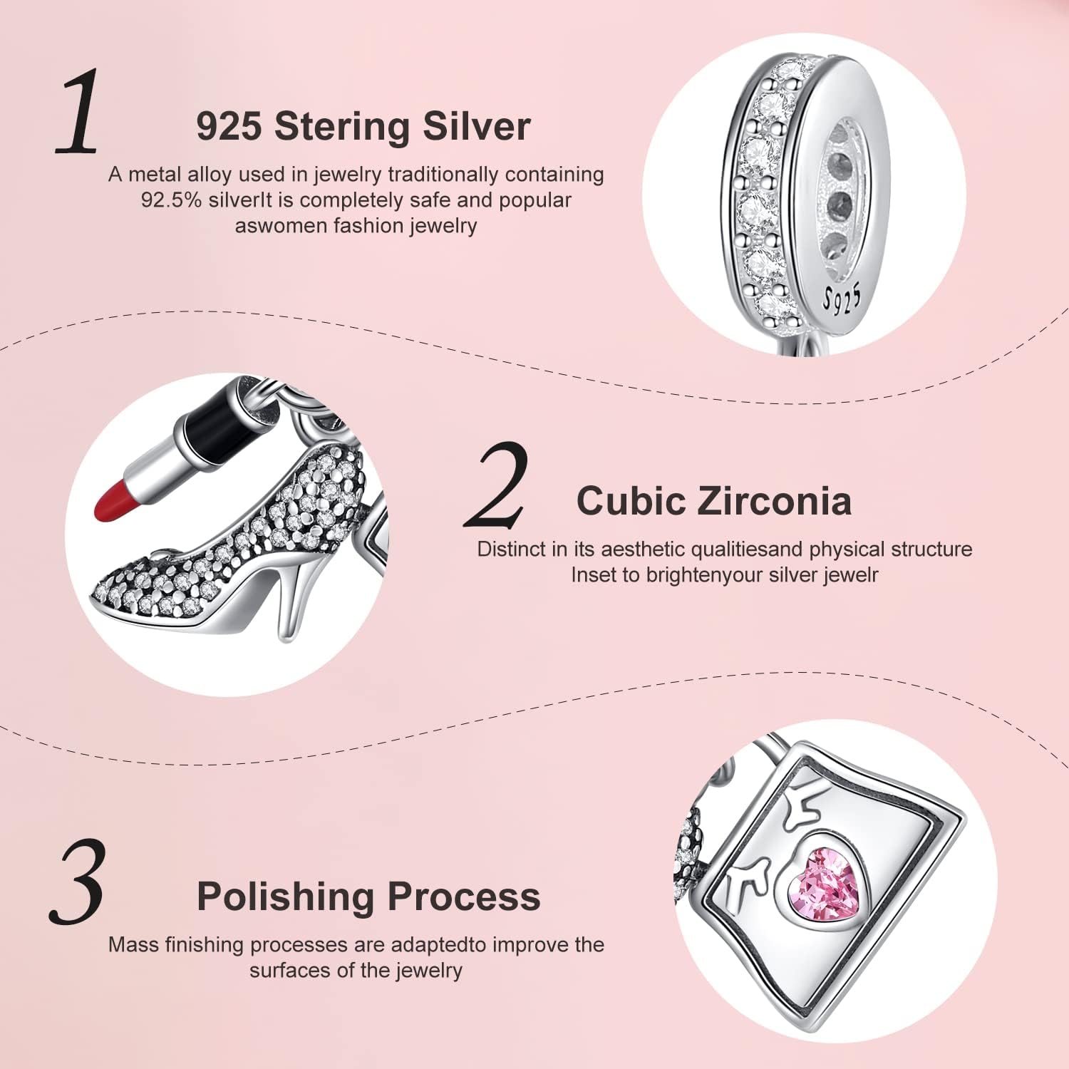 925 Sterling Silver Charms for Bracelets Necklaces I LOVE YOU Travel Passport Butterfly Graduation Shoe Shaped Charm Beads DIY Pendant Jewelry for Women Mom - Image 5