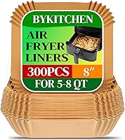 Vista 1 de BYKITCHEN 300 forros de papel desechables para freidora de aire Ninja AF141 5 QT Pro AF181 6.5QT, Cosori Chefman de 6 cuartos de galón y otros 5 a 8