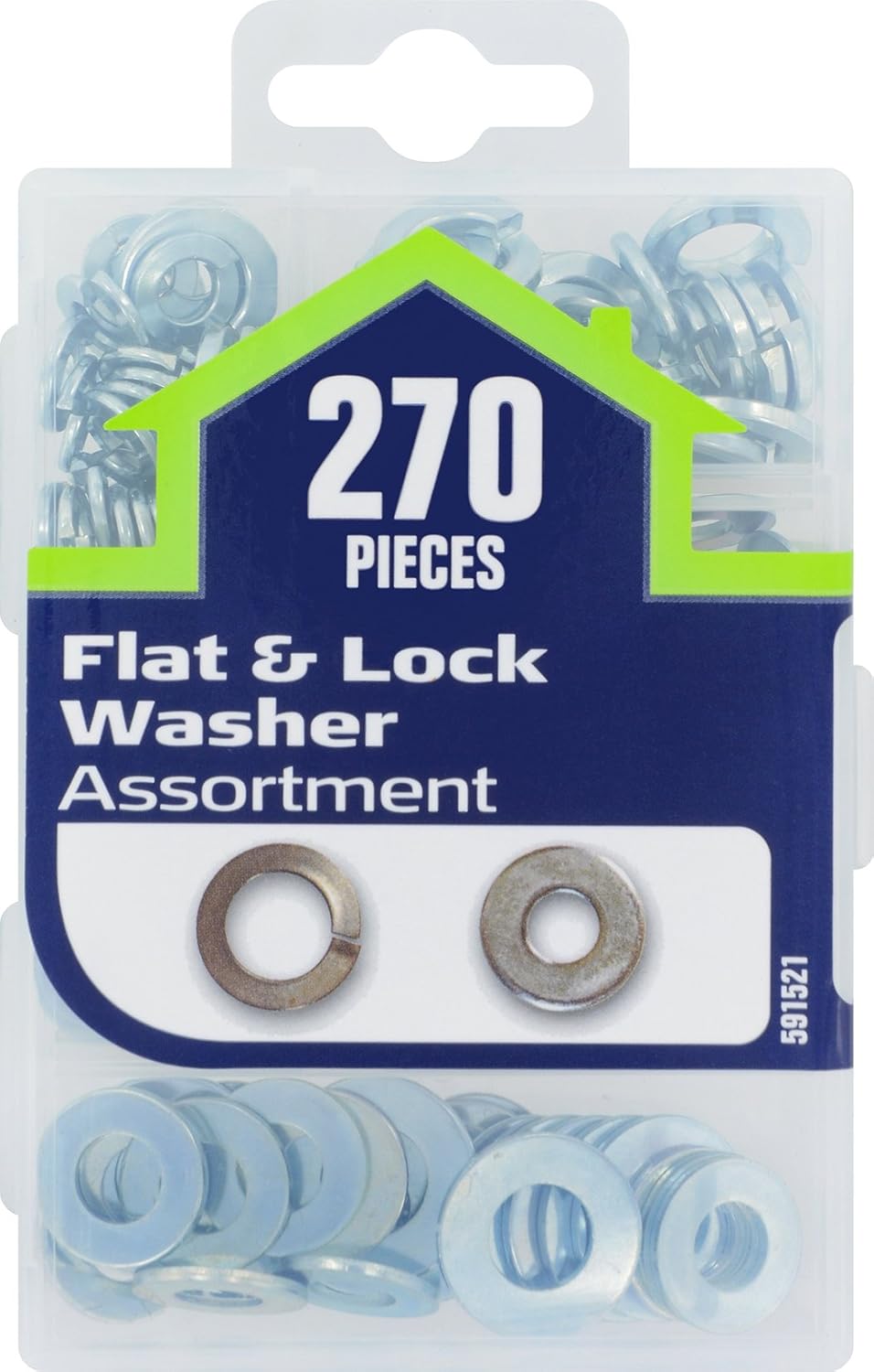 Hillman 591521 Small Flat and Lock Washer Assortment, 270-Pack , Zinc