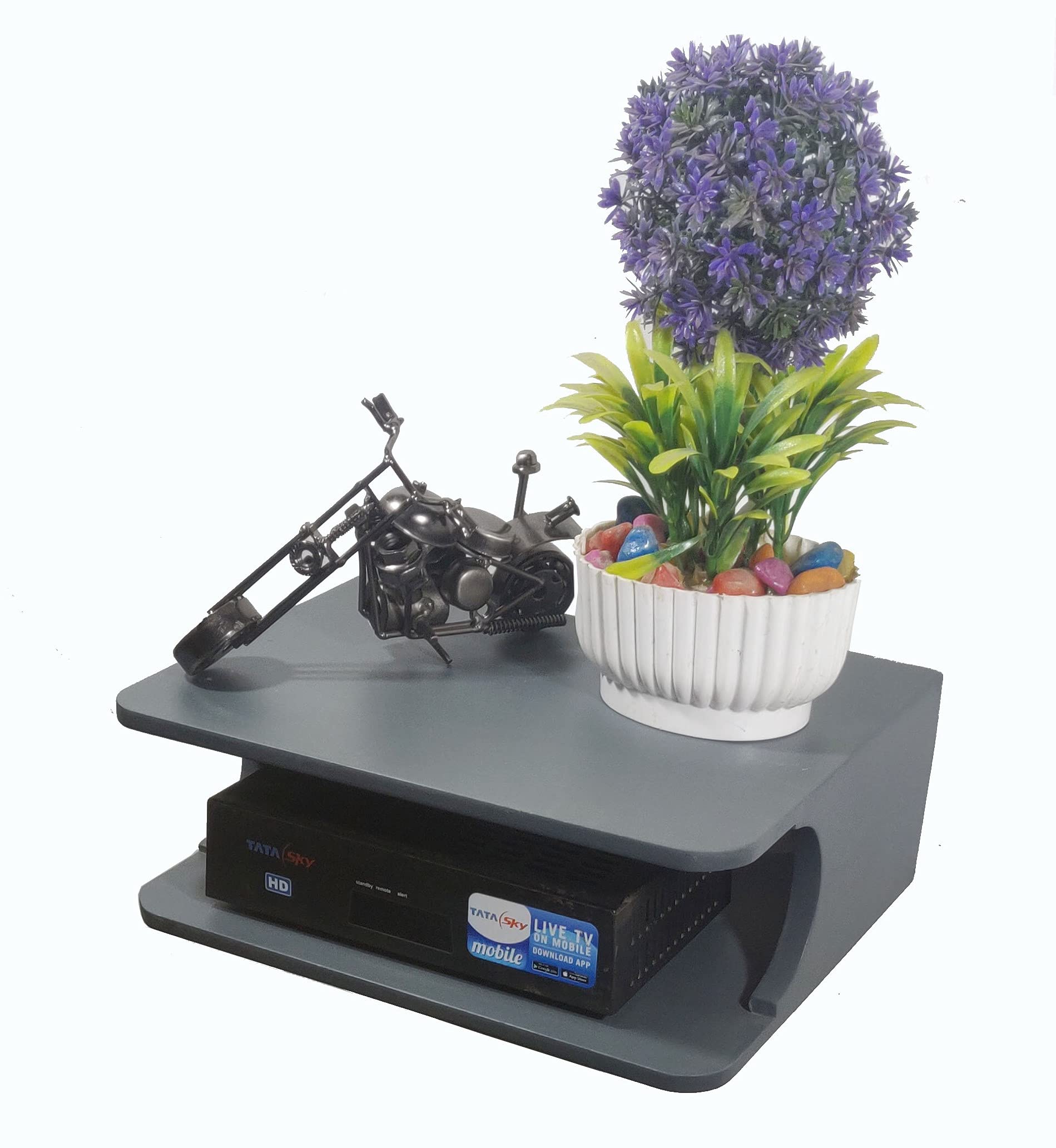 Clover Crafts Setup Box Stand/Holder/WiFi Holder Wall Mount Shelf for Home Holding Speakers WiFi Router Game Console Remote Streaming Device (Grey) (Engineered Wood)