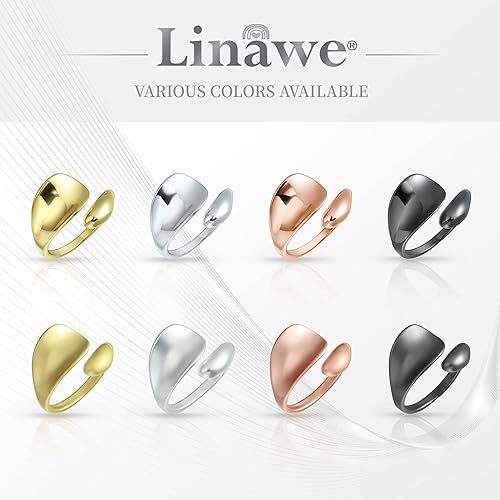 Miniatura 6 de Linawe Adjustable Chunky Rings for Women, 14K GoldRose GoldSilverBlack Hug Ring, Thumb Knuckle Signet Infinity Wave Rings, Stacking Spoon Rings
