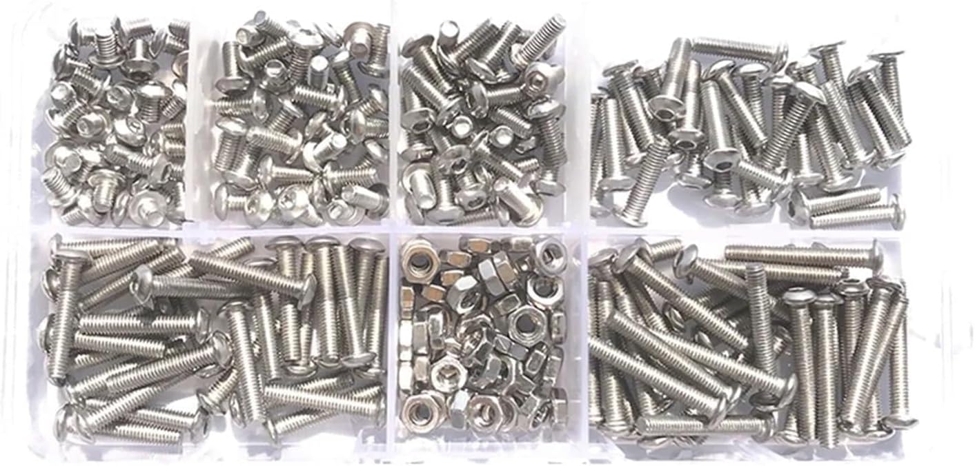 120-434Pcs 304 Stainless Steel Hex Button Socket Head Cap Screw Hexagon Thread Machine Metric Nut Bolt Assortment Kit Set M2~M6 (Size : M4 (1set))
