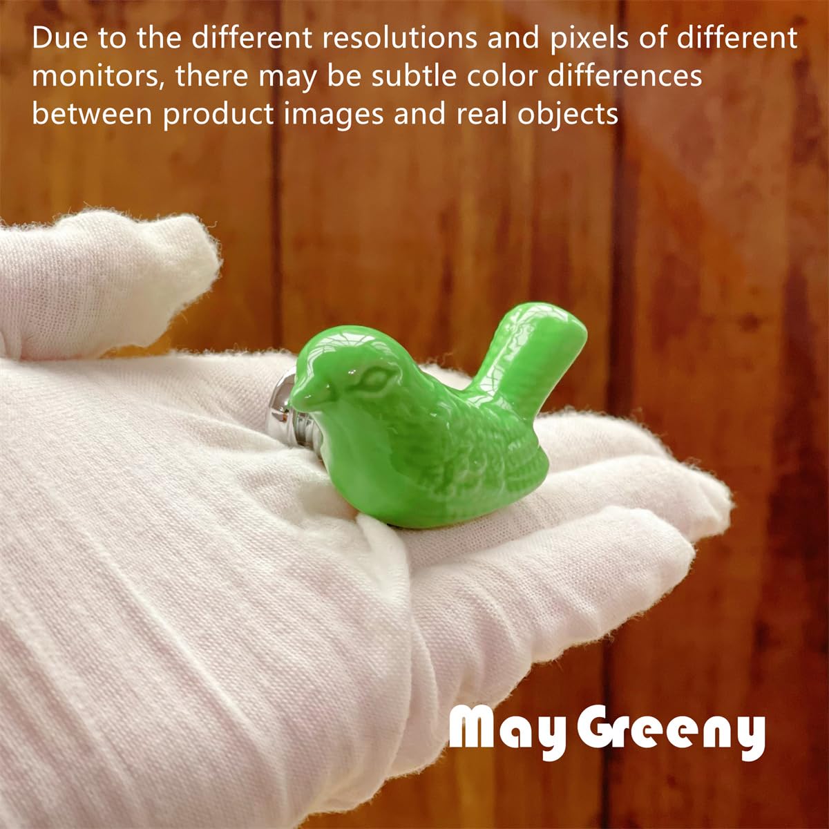 Bird Shape Ceramic Knobs 6Pcs Drawer Handles Cute DIY Cabinet Pulls Dresser Closet Wardrobe Kids Cupboard Door Kitchen Furniture Decoration with Mounting Screws (Green) - Image 4