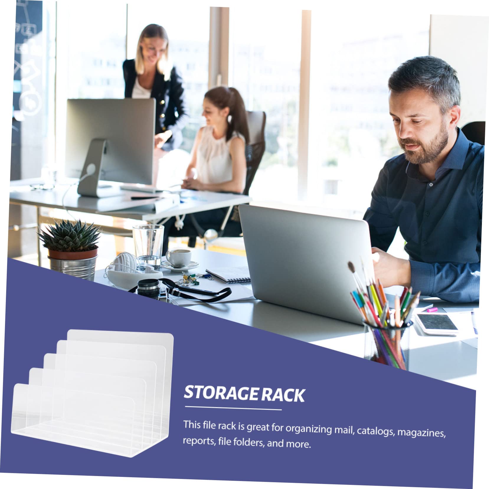DOITOOL Organizador Acrílico Transparente Soporte para Documentos y Cartas Diseño Simple y Funcional para Escritorio Compartimentos Múltiples Adecuado para Oficina y Hogar