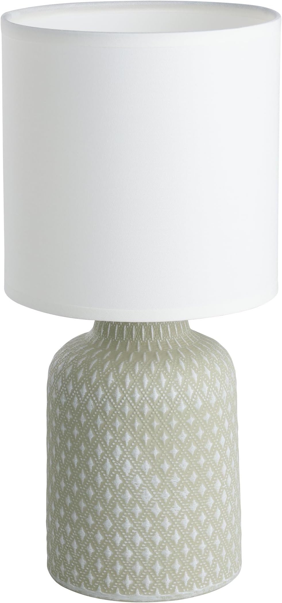 Eglo Bellariva Table lamp, 97774, Bedside lamp, Ceramic in Grey, Textile in White, Living Room lamp, lamp with Switch, E14 Socket