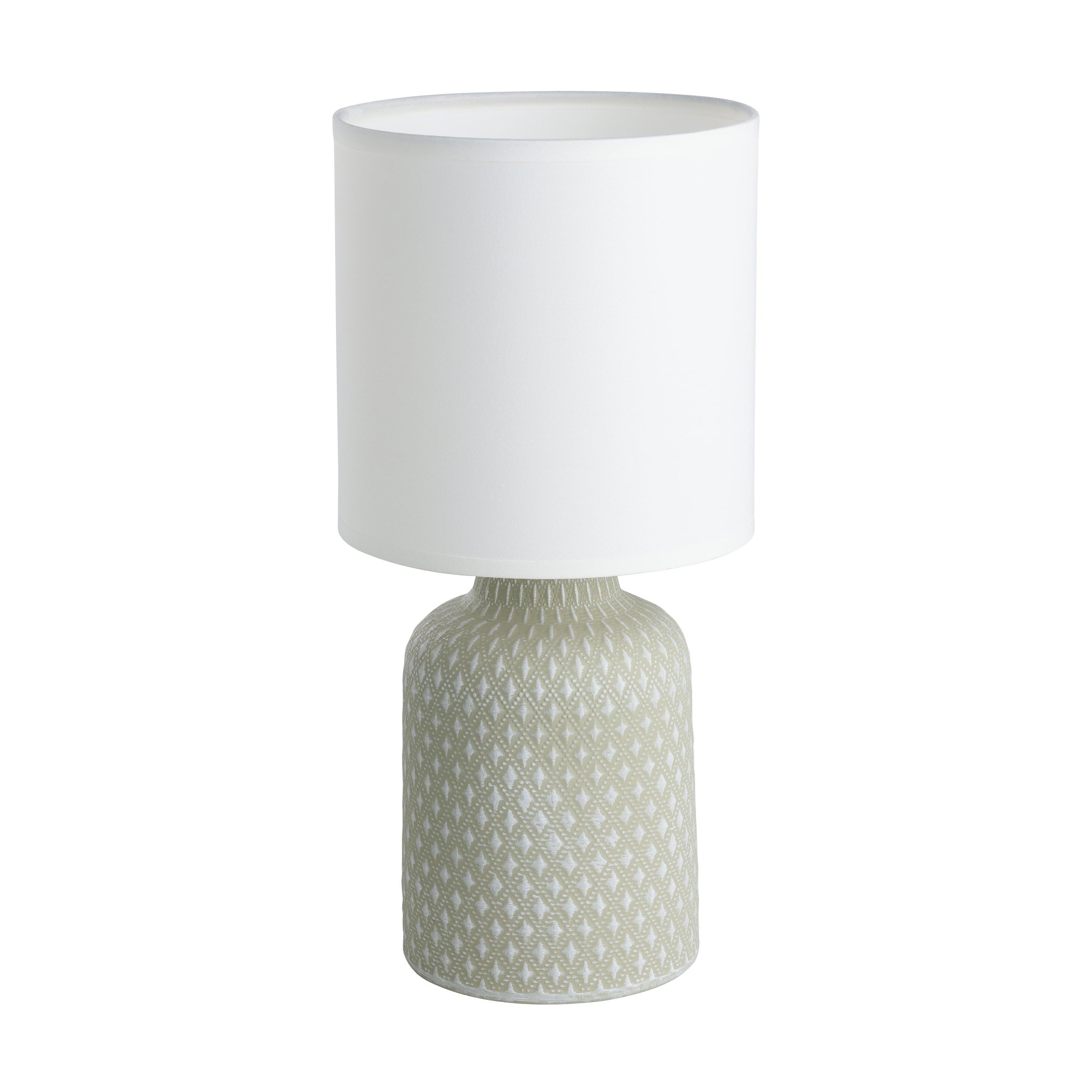 Eglo Bellariva Table lamp, 97774, Bedside lamp, Ceramic in Grey, Textile in White, Living Room lamp, lamp with Switch, E14 Socket