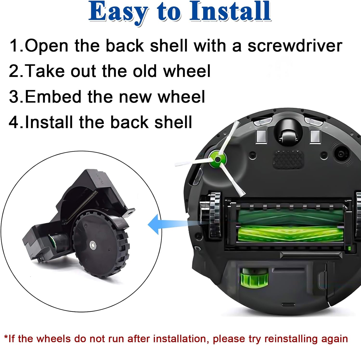 ilovelife Right and Left Wheel Module Pair for iRobot Roomba I&E Series i7 i7+ i8 i3 i6+/Plus E5 E6 E7 Vacuum Cleaner