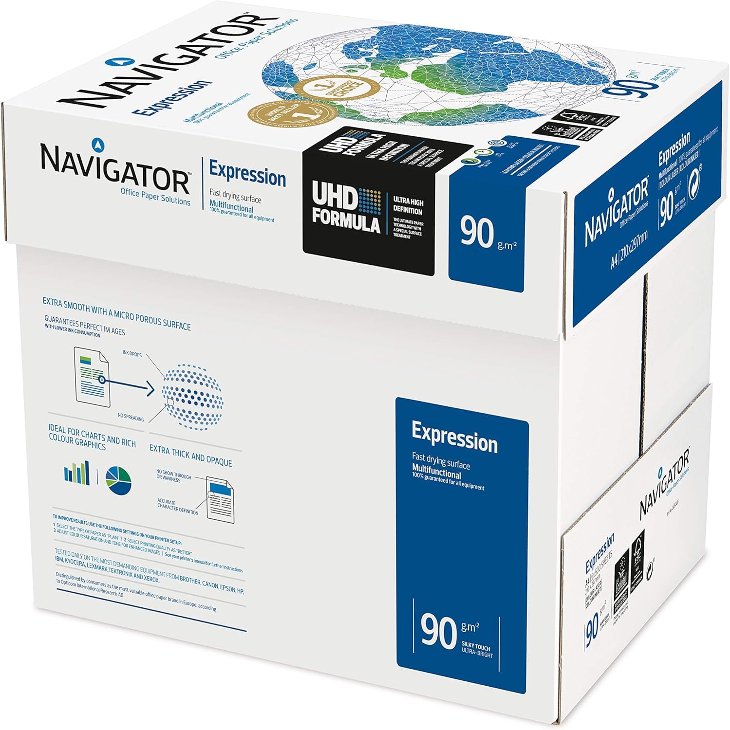 Navigator Expression 5 x 500 folios DIN A4 90g/m² color blanco