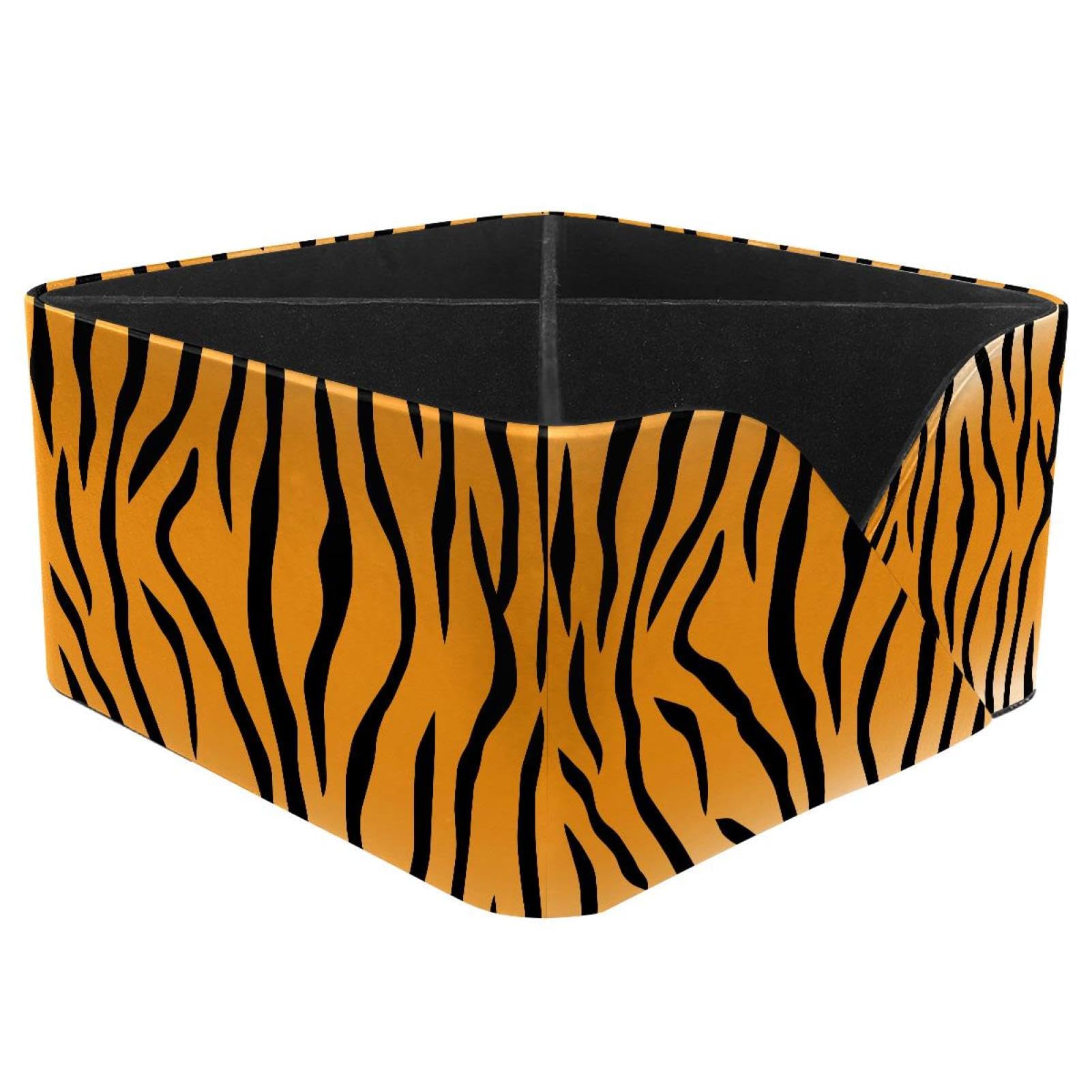 KengjuTesu Tiger Stripe Print Desktop Organizer Pen Holder, Rectangular Pencil Cup for Office, Study and Makeup Stations