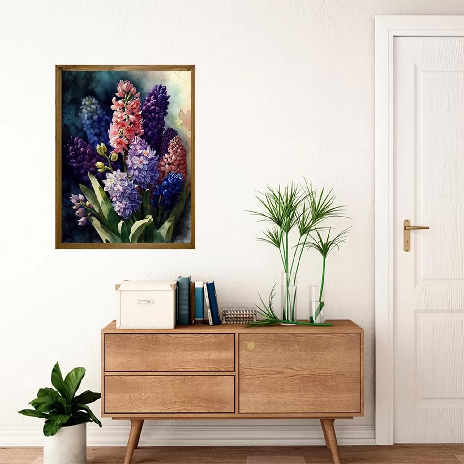 TUTUMAY21 Hyacinths Watercolor Vintage Flowers Diamond Painting Kits for Adults, DIY 5D Round Full Drill Diamond Art Very Suitable for Christmas Xmas Holiday Decor 12x16inch image 3
