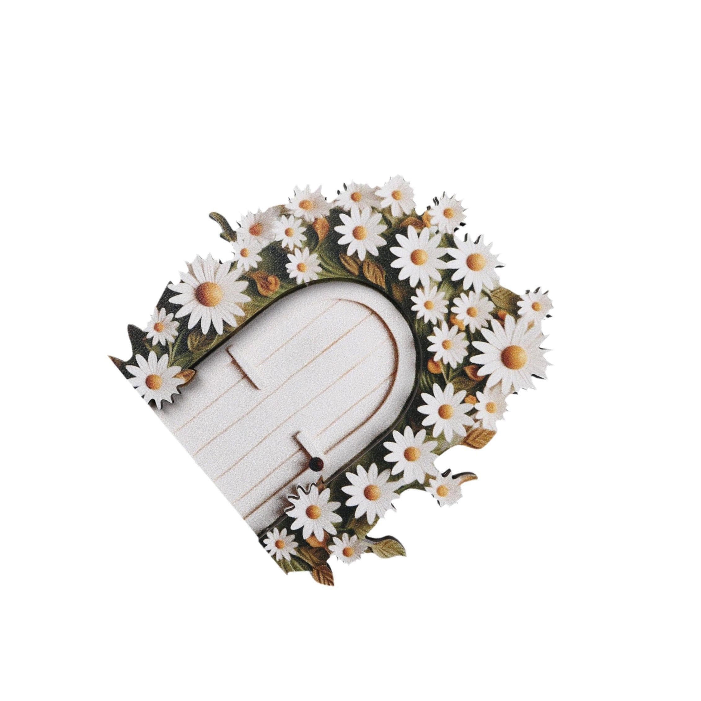 Quxvuis Daisy Fairy Gate Yard Art Sculpture Courtyard Decoration Environmentally Friendly Elf Gnome House Door Dollhouses Accessories S Fairy Gate Yard Art,