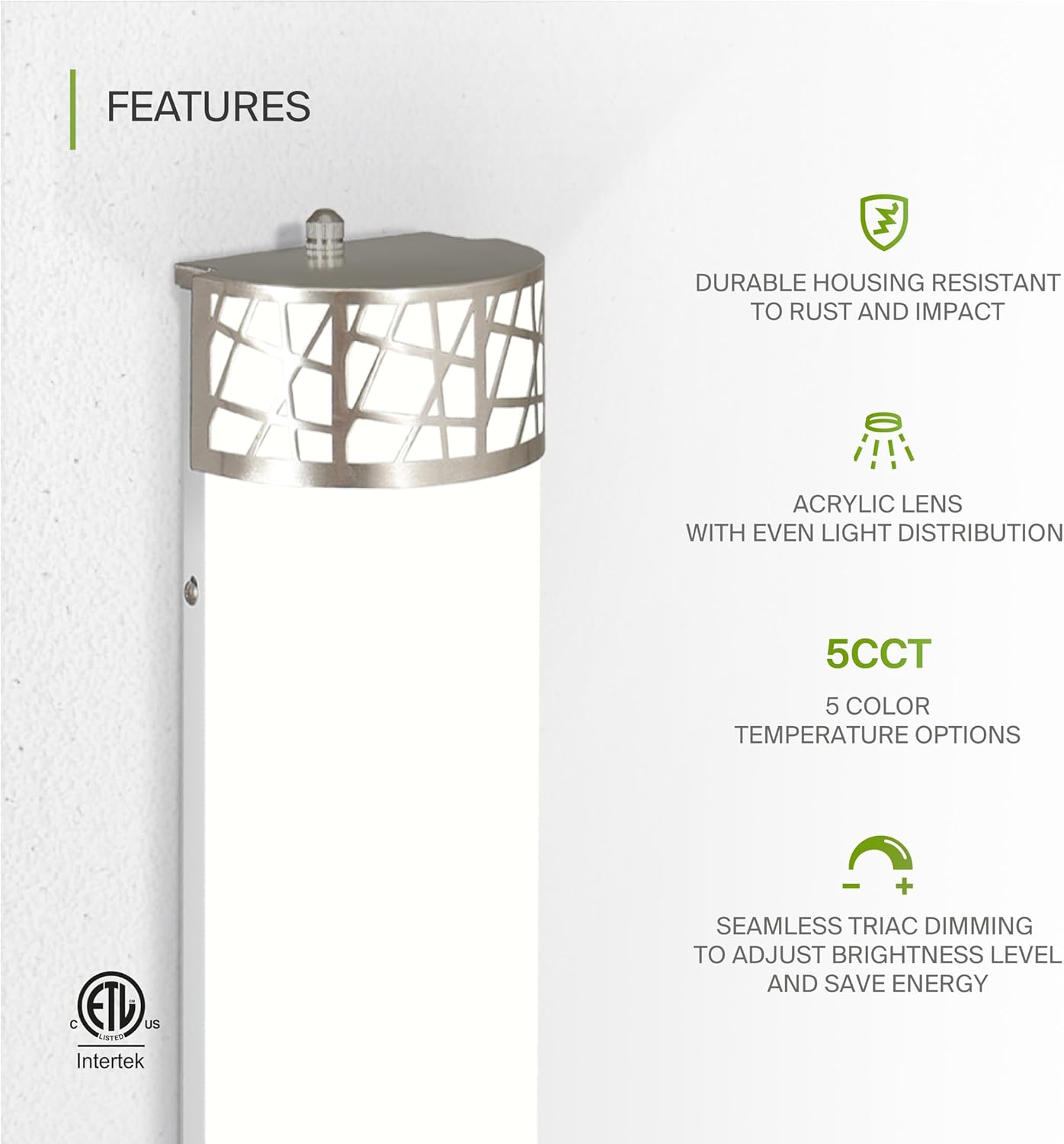 ASD 24 Inch LED Bathroom Vanity Light, 5CCT 2700K-5000K 25W, Dimmable Bathroom Light Fixtures, Modern Vanity Lights for Bathroom Lighting Fixtures Over Mirror, Wall Light Bar, Brushed Nickel, ETL