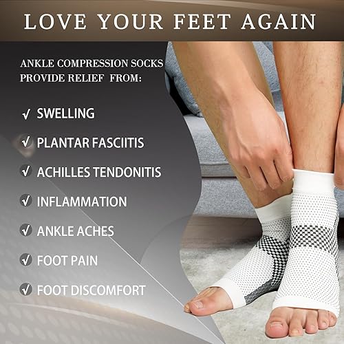 Miniatura 2 de Qauxbul Calcetines de compresión para fascitis plantar para mujeres y hombres, calcetines de neuropatía, tobilleras comprex calman calcetines para