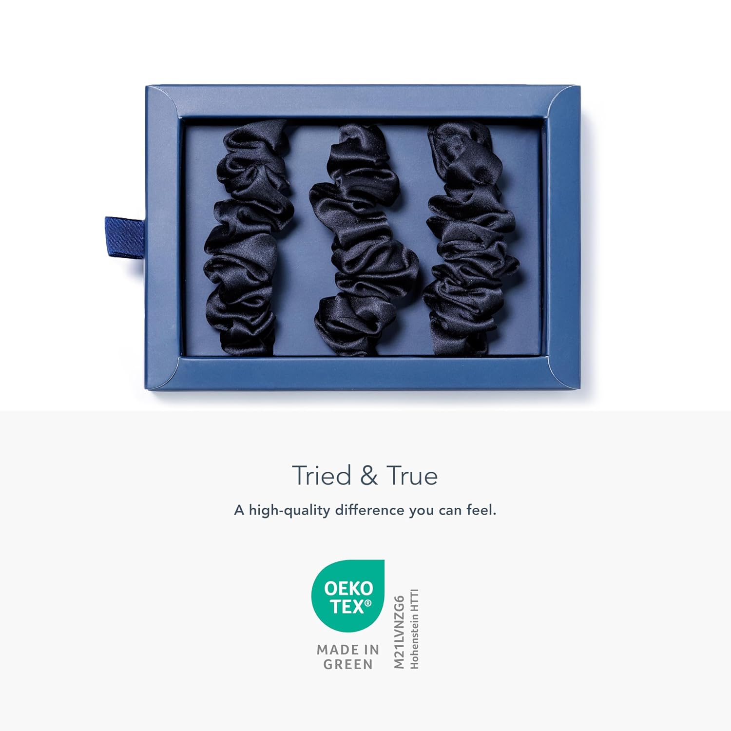 Fishers Finery 25 Momme 100% Pure Mulberry Silk Large Scrunchies, Hair Ties (Black, 3 Pk)