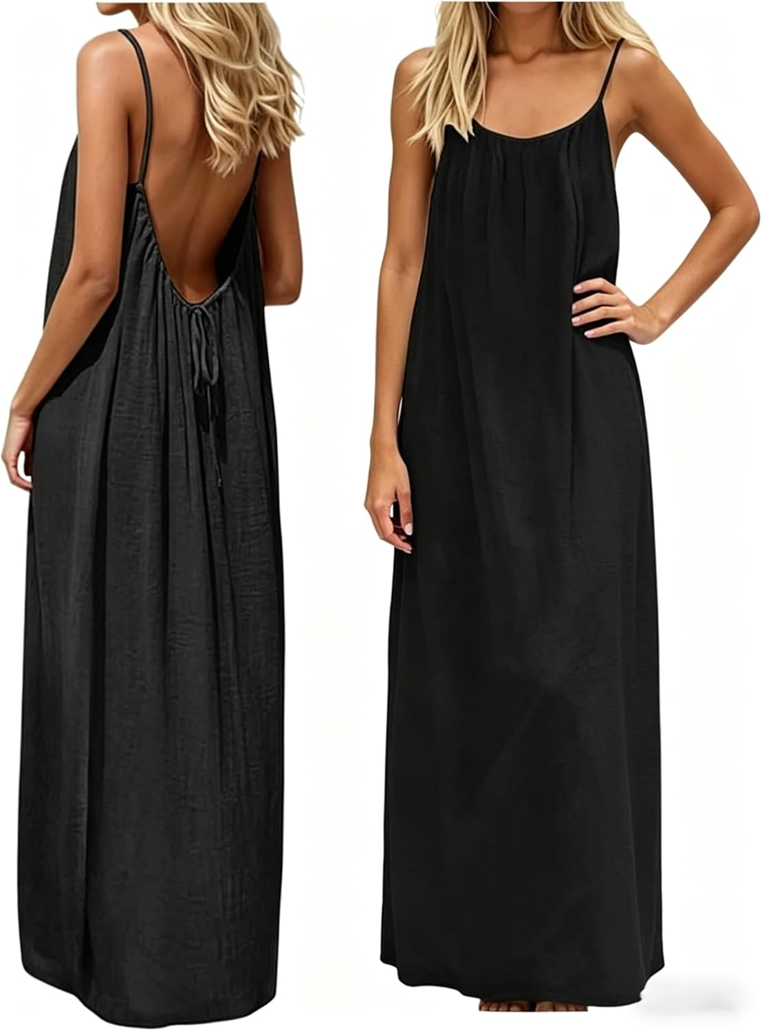 Womens Summer Casual Sleeveless Backless Cami Sundress 2026 Vacation House Dress