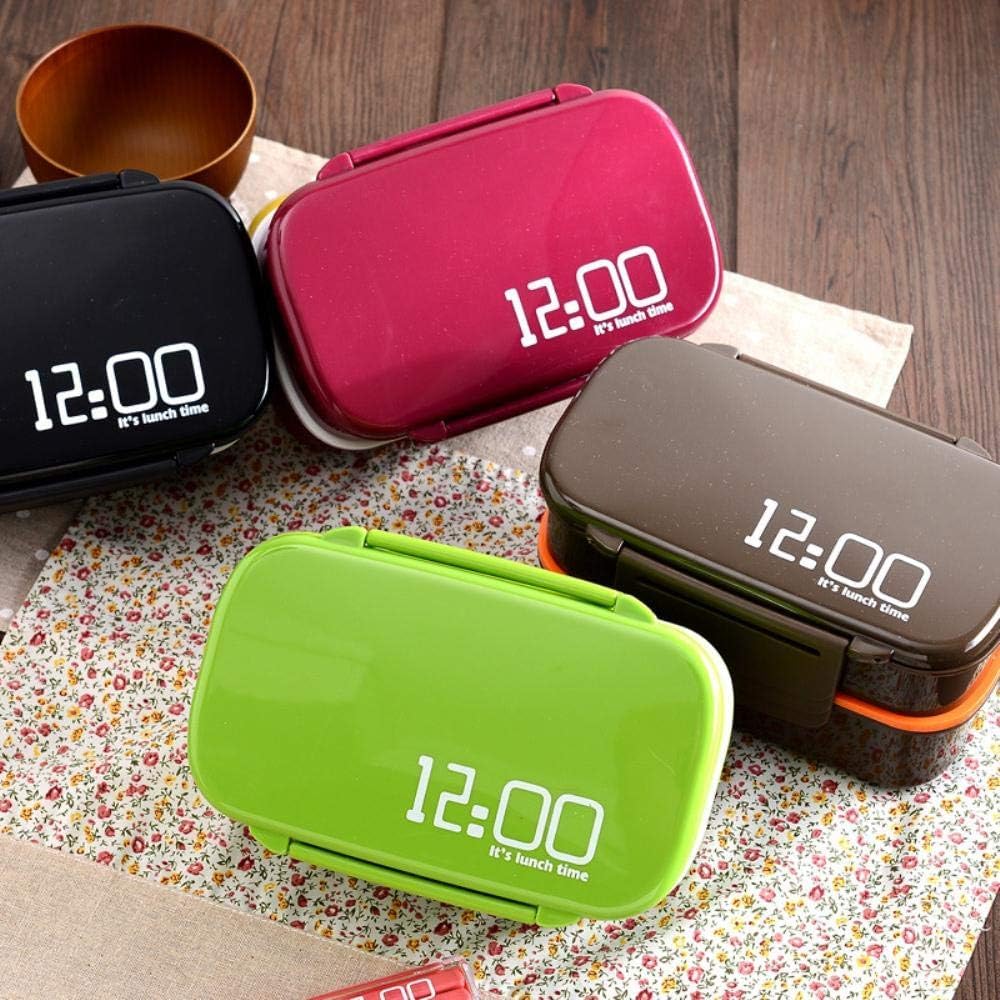 1400ml Microonde Doppio Strato Luh Box Plastica Bento Luh Scatola Contenitore per Alimenti Lavoratori Studente Luhbox con Scomparti, Coffee