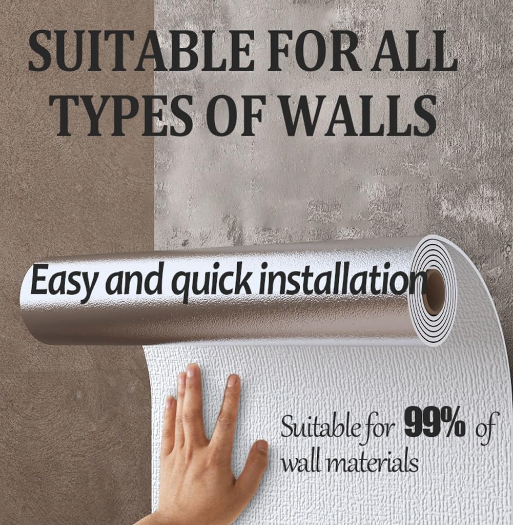 Pannello Antimuffa Decorativo per Interni, Rotolo di Carta da Parati Adesiva Muro Isolante Termico in Schiuma Antimuffa/Anti umidità per Rivestimento Soggiorno Camera(Blu,50x5000cm)
