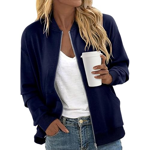 CRAZY GRID Women's Zip Up Jacket Casual Long Sleeve Sweatshirts Fall Coat Outerwear Windbreaker with Pockets S-XXL