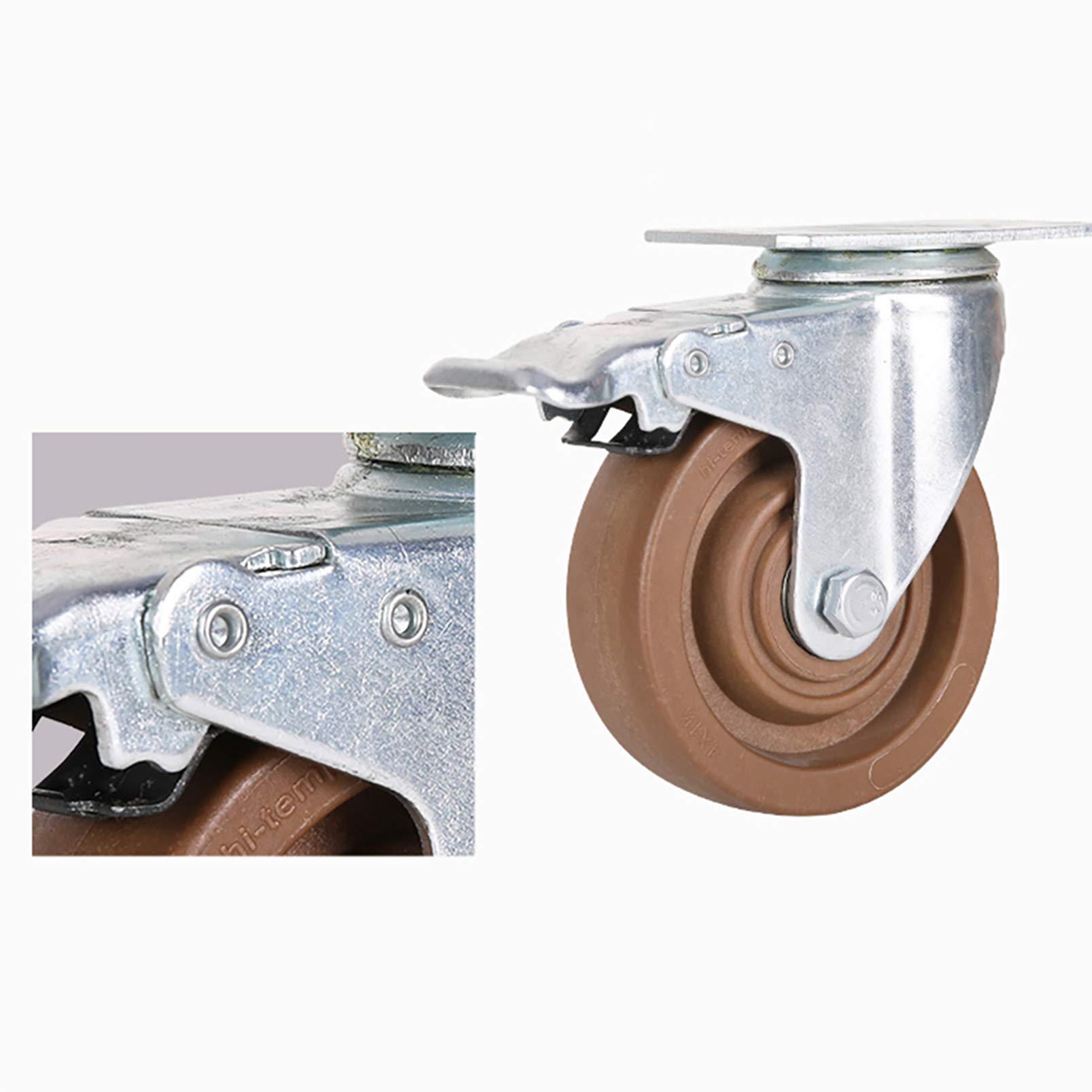 Nylon 3" 4" Rotelle Pivotanti con Piastra Superiore a 360 Gradi, Ruote Industriale con Freni, Resistenza alle Alte Temperature, Ruote Industriale, capacità di carico di 100 kg