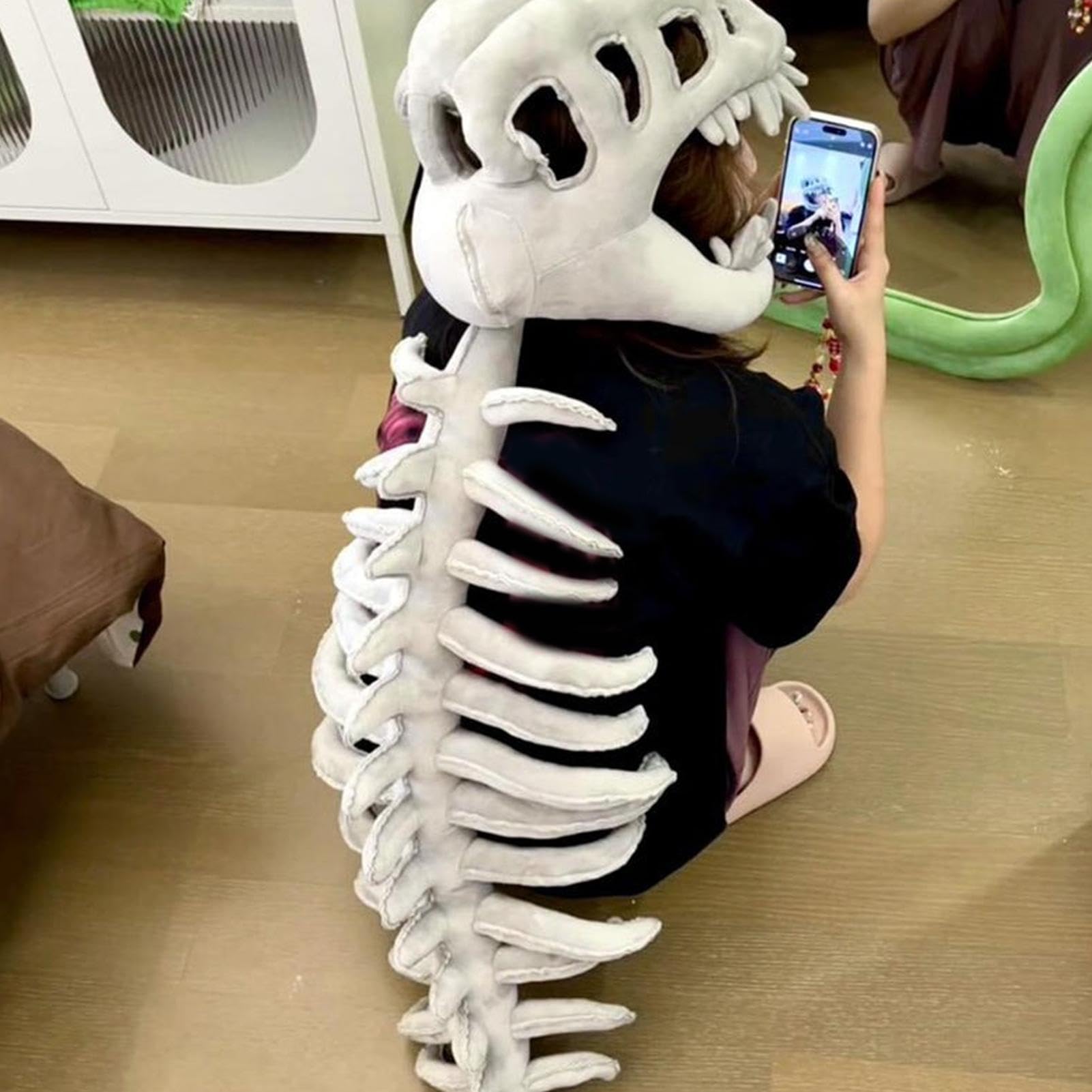 Kostium Kości Dinozaura Pluszowe Zabawki Szkielet Do Noszenia | Halloweenowe Nakrycie Głowy Cosplay Smocza Kość Dla Dzieci Dziewczynki Chłopcy Kobiety Mężczyźni Karnawał Impreza Święto